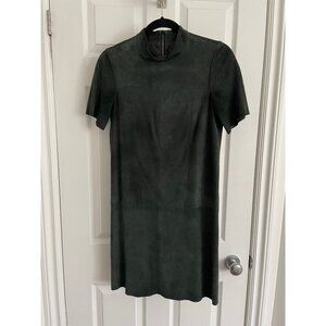 JUDITH & CHARLES Suede Mock Neck Lined Hunter Green Dress Size 2